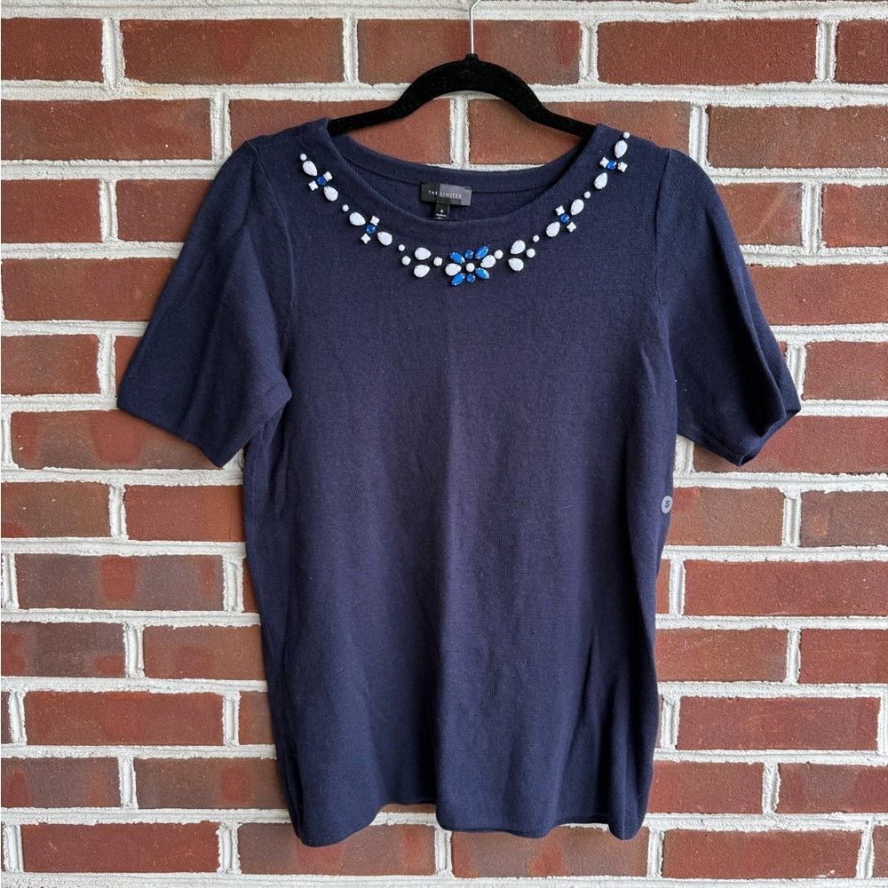 The Limited Navy Blue Embellished Women's Top